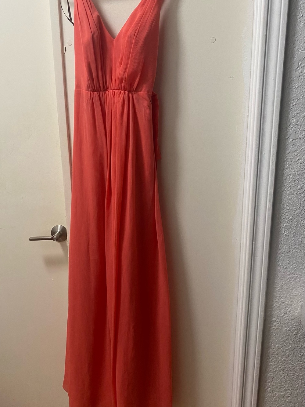 White by Vera Wang Coral V-Neck Chiffon Maxi Dress